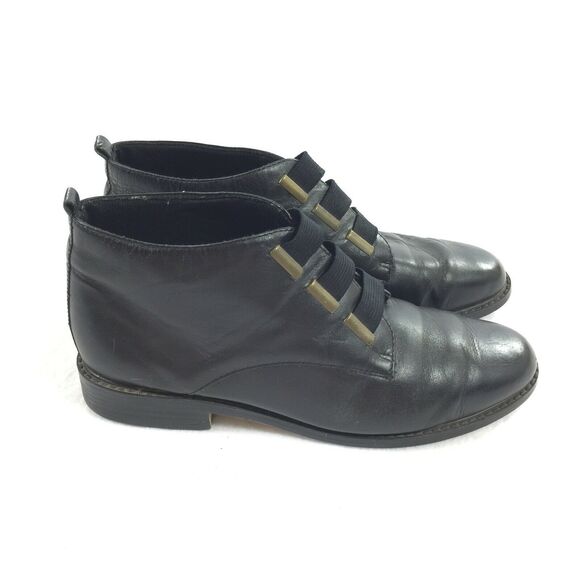 Vintage 1990s Life Stride Leather Ankle Boots Size 6.5 Black 3 Strap Booties - Picture 1 of 11